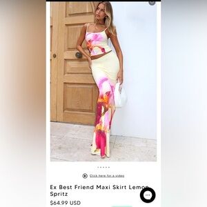 White fox Yellow and Pink Floral Tank Top and Skirt Set